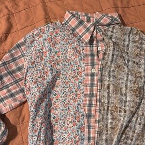 POL Multicolor Patchwork Button-Up Shirt